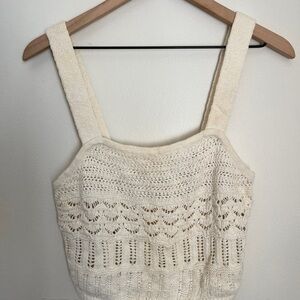 Abercrombie & Fitch Cream Cropped Knitted Tank Top